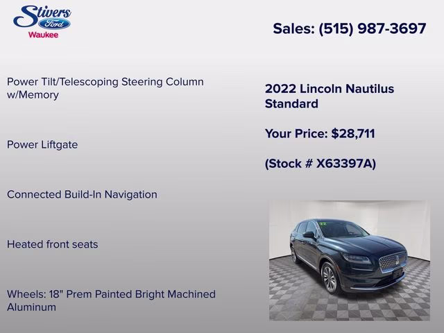 2022 Flight Blue Metallic Clearcoat Lincoln Nautilus Standard AWD SUV