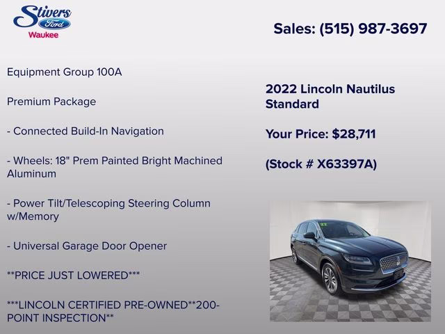 2022 Flight Blue Metallic Clearcoat Lincoln Nautilus Standard AWD SUV
