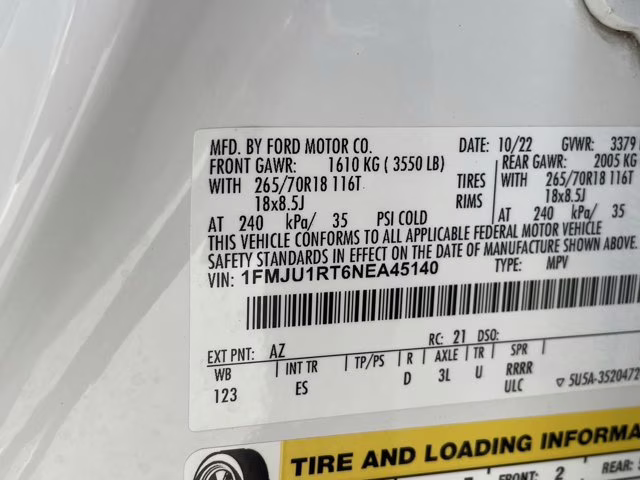 2022 White Metallic Ford Expedition Timberline 4X4 SUV