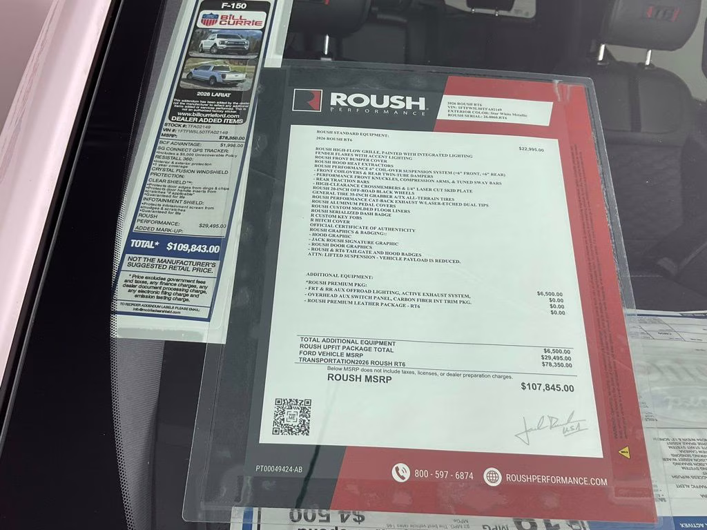 2026 White Metallic Ford F-150 Lariat Roush 4X4 Truck