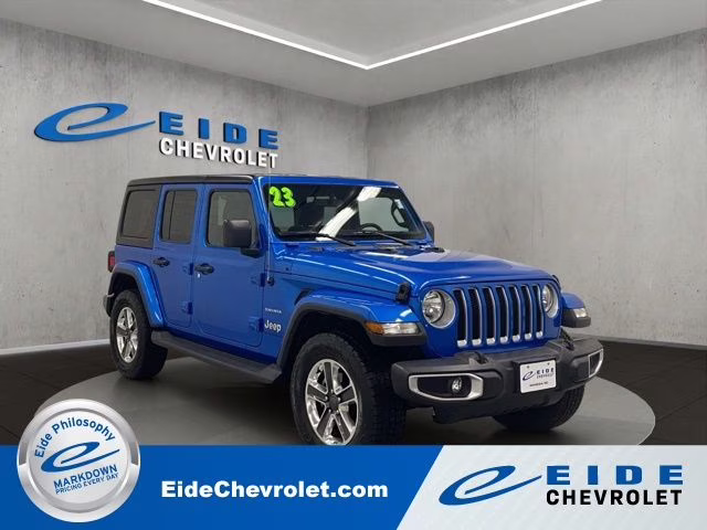 2023 Hydro Blue Pearl Coat Jeep Wrangler Sahara 4X4 SUV