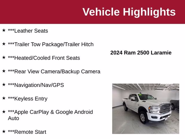 2024 Bright White Clearcoat Ram 2500 Laramie 4X4 Truck