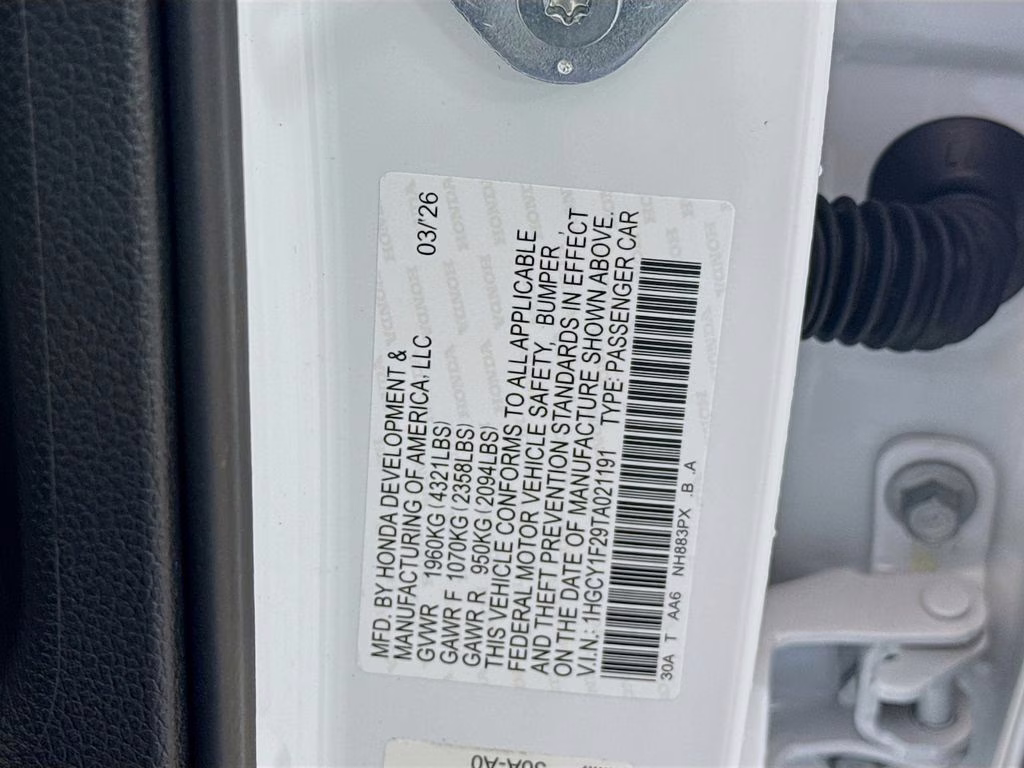 2026 Platinum White Pearl Honda Accord LX FWD Sedan