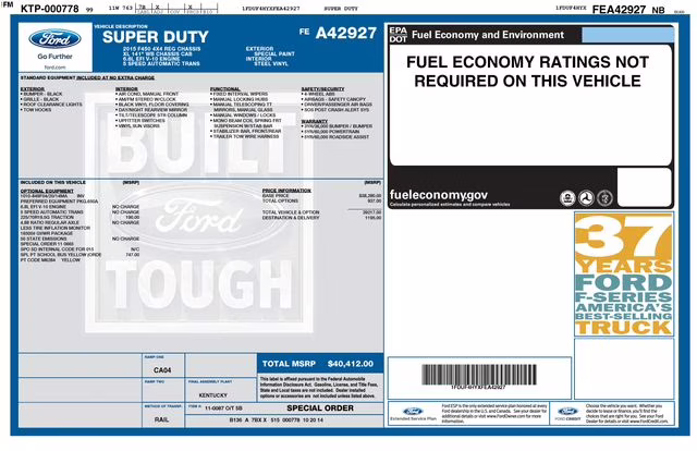 2015 Yellow Ford Super Duty F-450 DRW XL 4X4 Chassis