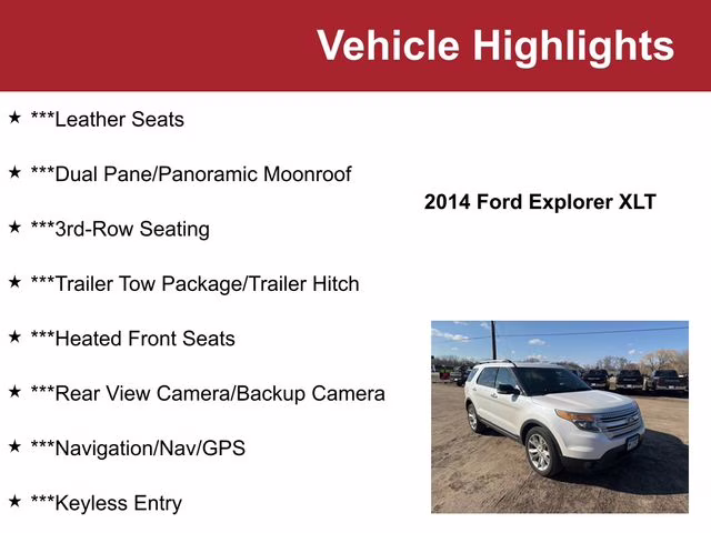 Used 2014 Ford Explorer XLT with VIN 1FM5K8D89EGB36653 for sale in Waite Park, Minnesota
