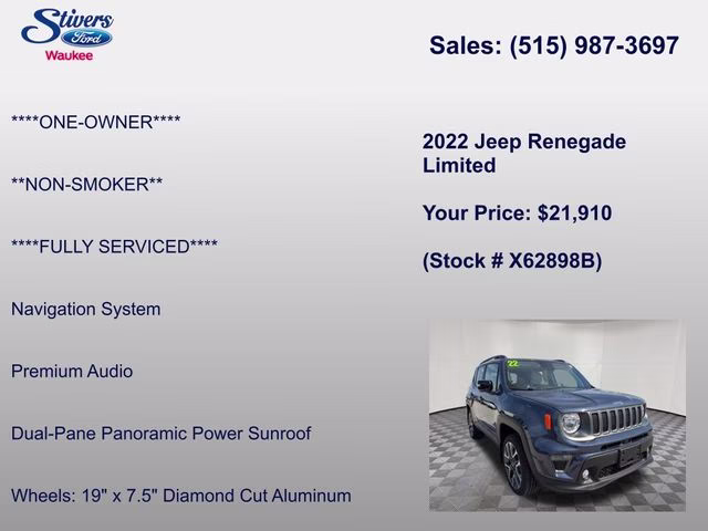 2022 Slate Blue Pearlcoat Jeep Renegade Limited 4X4 SUV
