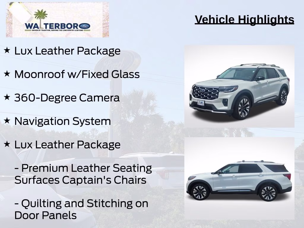 2026 Star White Metallic Tri-Coat Ford Explorer Platinum 4X4 SUV