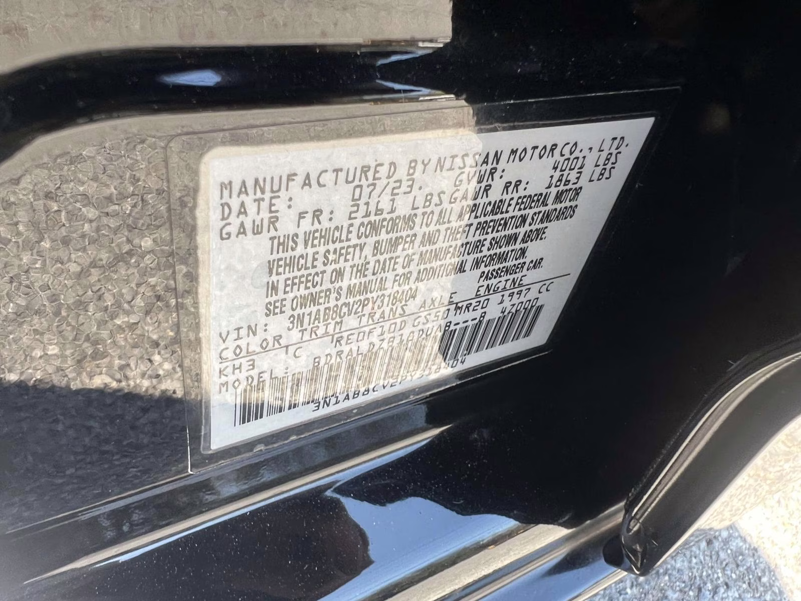 2023 Black Nissan Sentra SV FWD Sedan