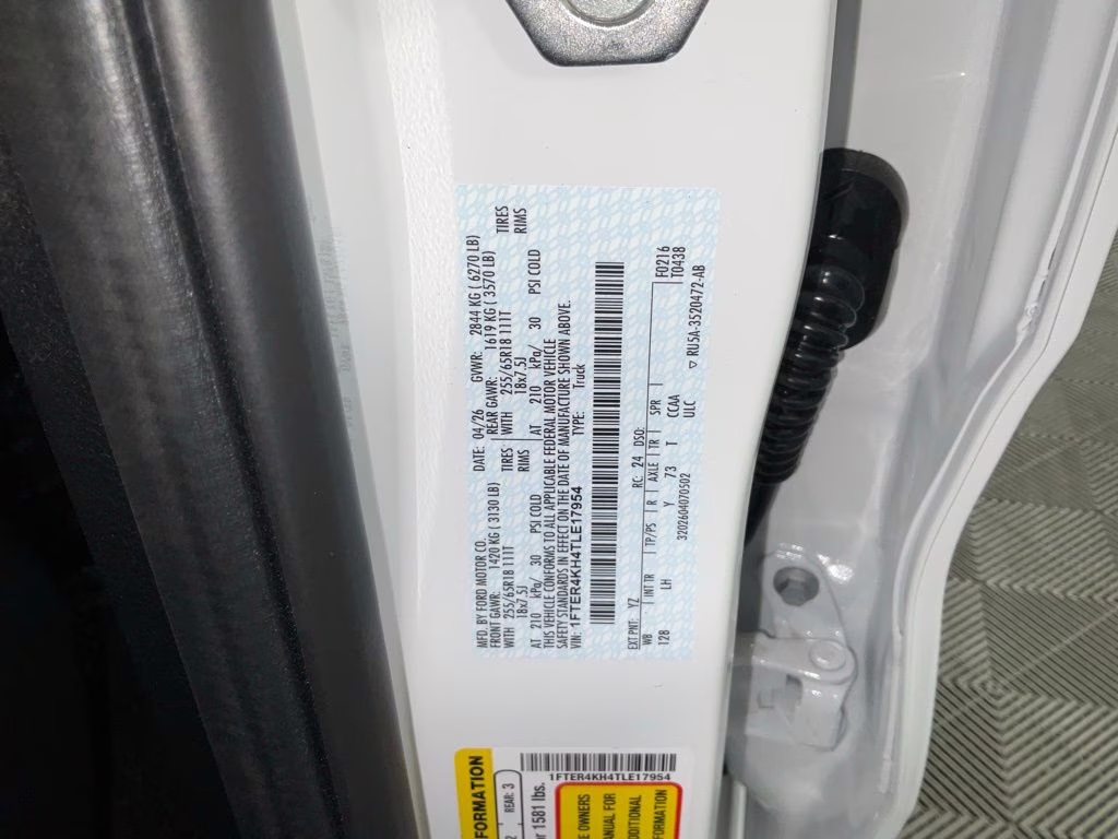 2026 Oxford White Ford Ranger Lariat 4X4 Truck