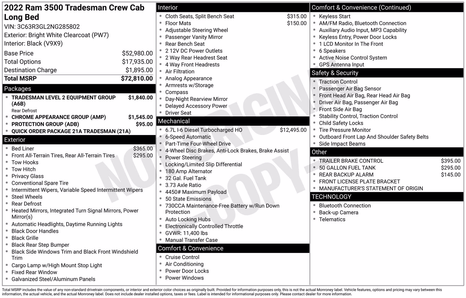 2022 Bright White Clearcoat Ram 3500 Tradesman 4X4 Truck