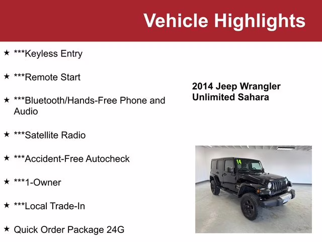 2014 Black Clearcoat Jeep Wrangler Unlimited Sahara 4X4 SUV
