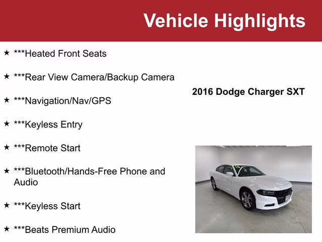 Used 2016 Dodge Charger SXT with VIN 2C3CDXJG2GH197513 for sale in Waite Park, Minnesota