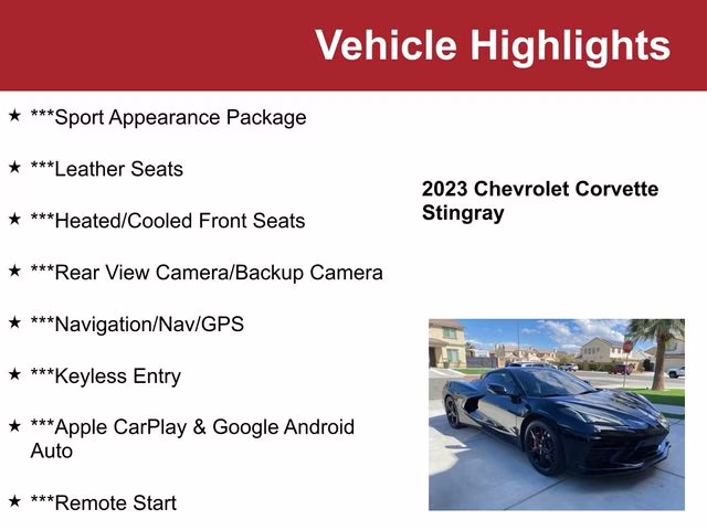 Used 2023 Chevrolet Corvette 3LT with VIN 1G1YC3D40P5130116 for sale in Waite Park, Minnesota