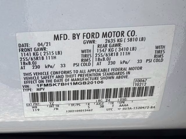 2021 Oxford White Ford Explorer Base RWD SUV