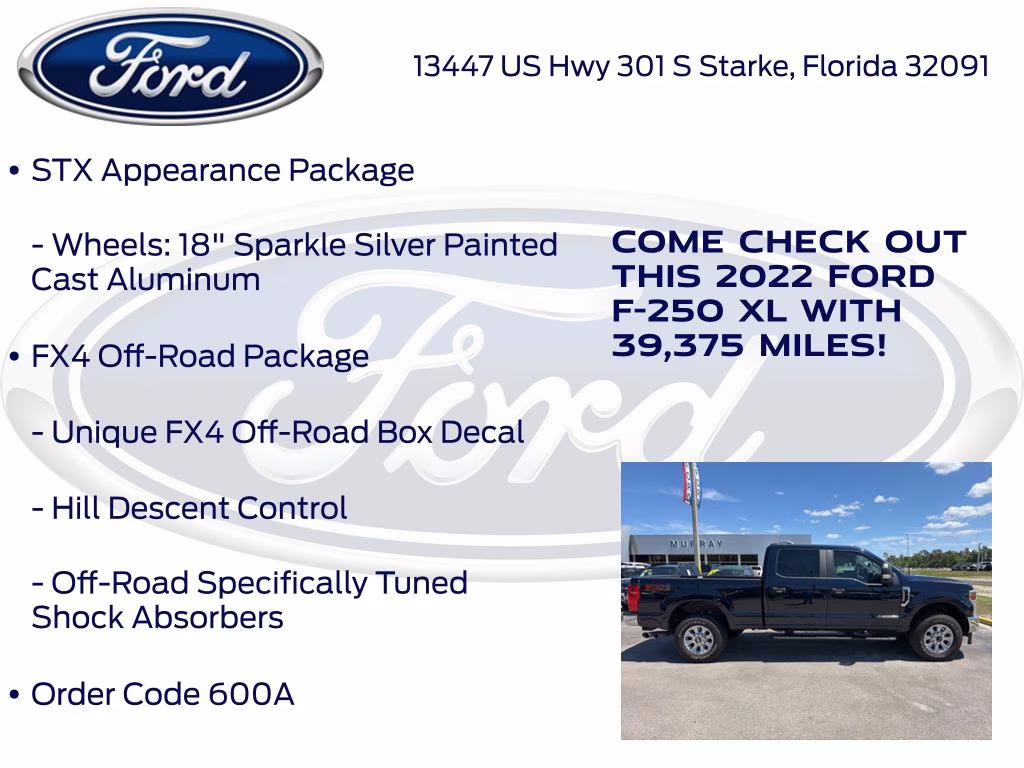 2022 Blue Metallic Ford Super Duty F-250 SRW XL 4X4 Truck