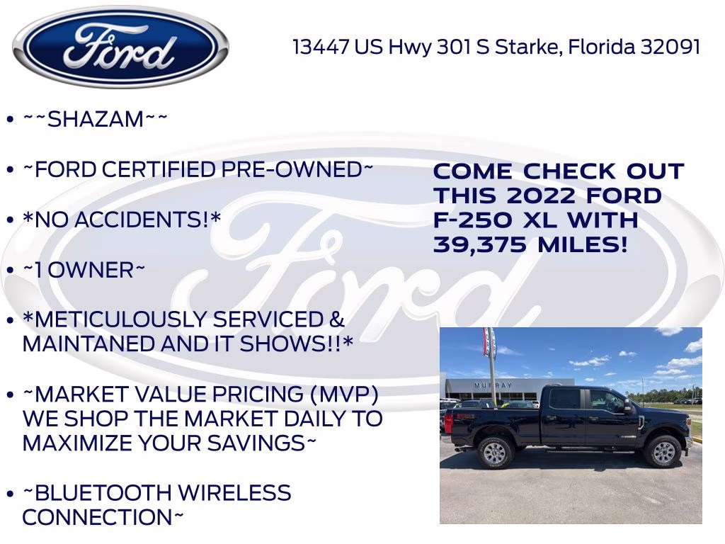 2022 Blue Metallic Ford Super Duty F-250 SRW XL 4X4 Truck