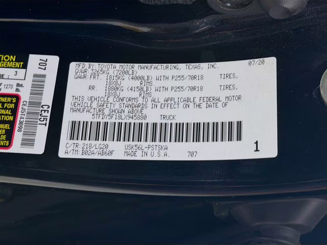 2020 Midnight Black Metallic Toyota Tundra SR5 4X4 Truck