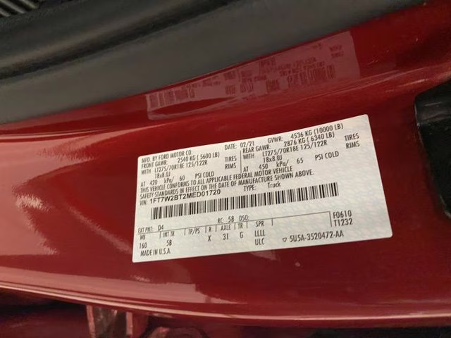 2021 Red Metallic Ford Super Duty F-250 SRW Lariat 4X4 Truck