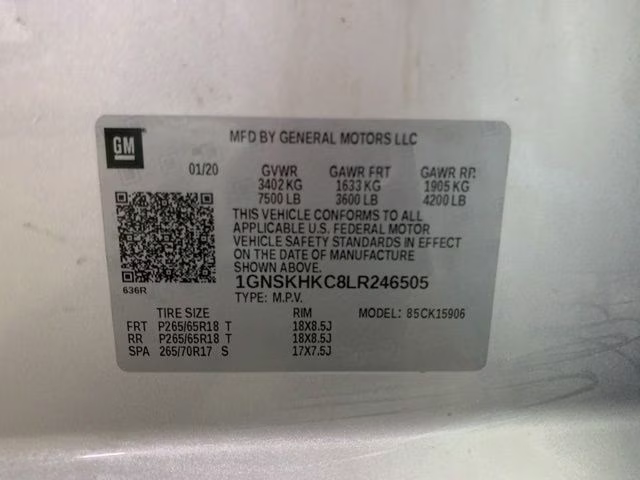 2020 Silver Ice Metallic Chevrolet Suburban LT 4X4 SUV