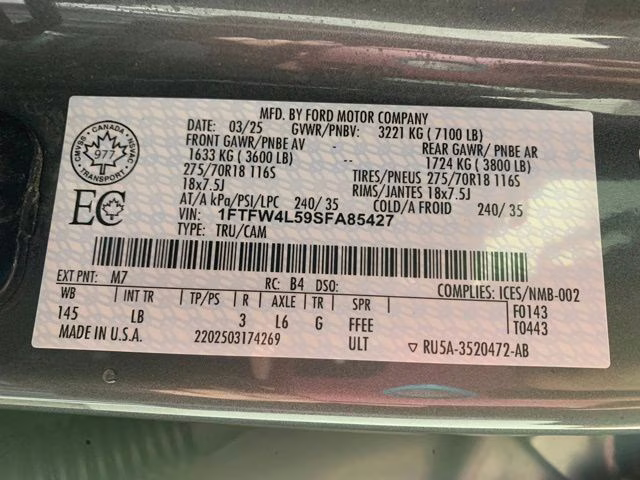 2025 Carbonized Gray Metallic Ford F-150 Tremor 4X4 Truck