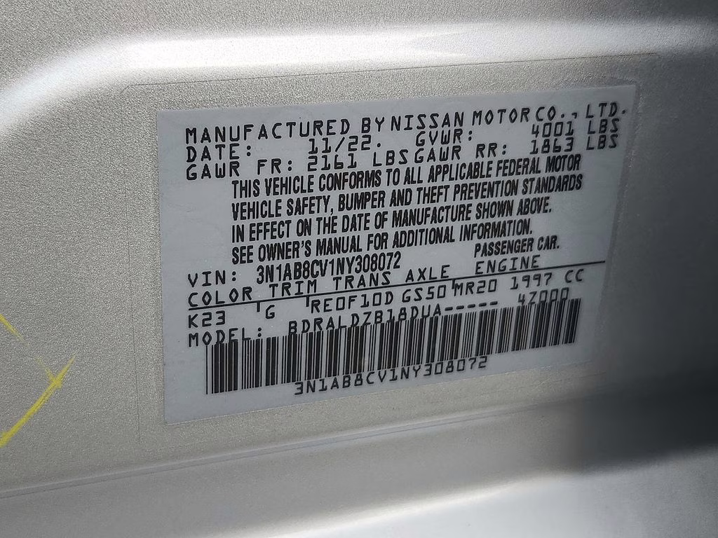 2022 Brilliant Silver Metallic Nissan Sentra SV FWD Sedan