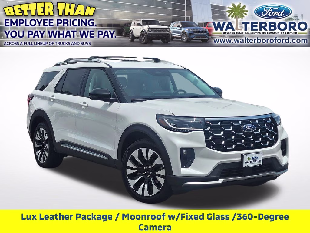 2026 Star White Metallic Tri-Coat Ford Explorer Platinum 4X4 SUV