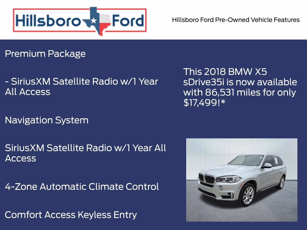 2018 Glacier Silver Metallic BMW X5 sDrive35i RWD SUV