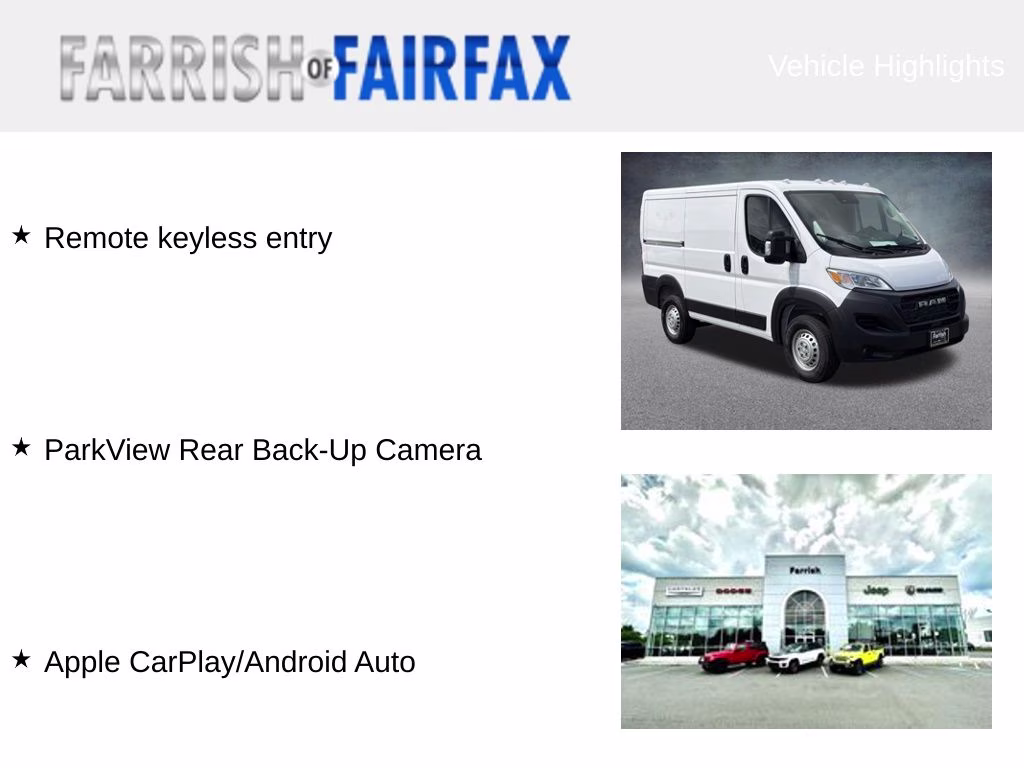 2026 Bright White Clearcoat Ram ProMaster 1500 Low Roof FWD Van