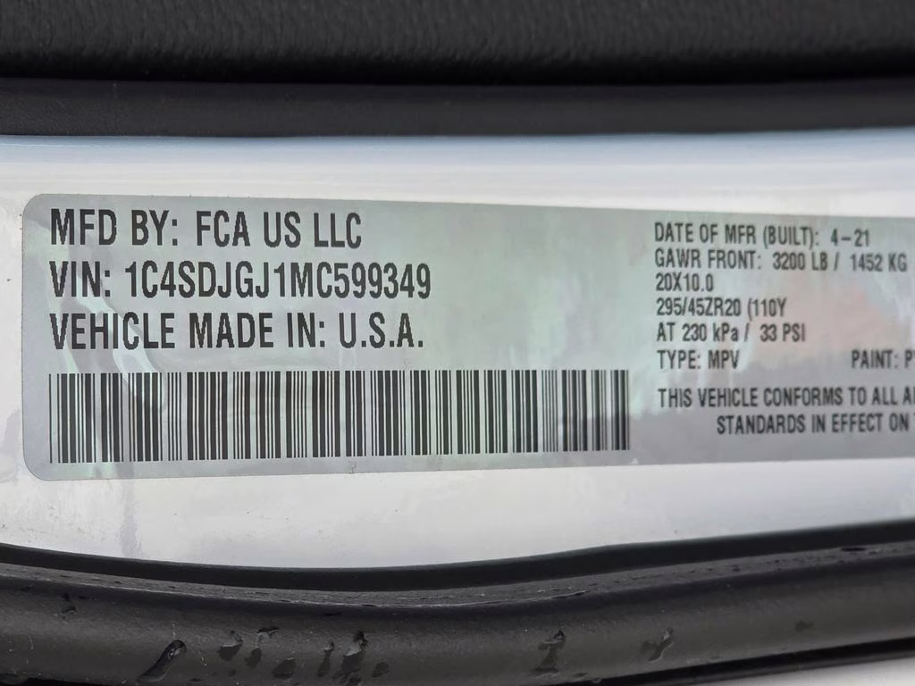 2021 White Knuckle Clearcoat Dodge Durango SRT 392 AWD SUV