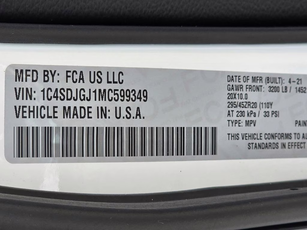 2021 White Knuckle Clearcoat Dodge Durango SRT 392 AWD SUV