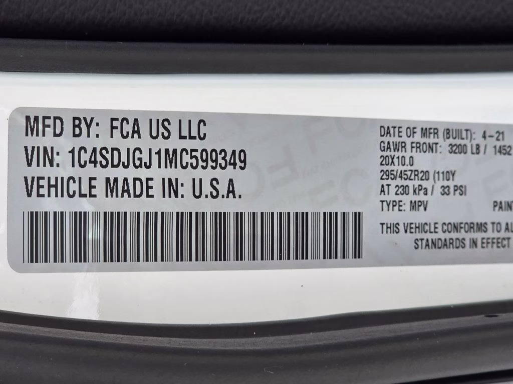 2021 White Knuckle Clearcoat Dodge Durango SRT 392 AWD SUV