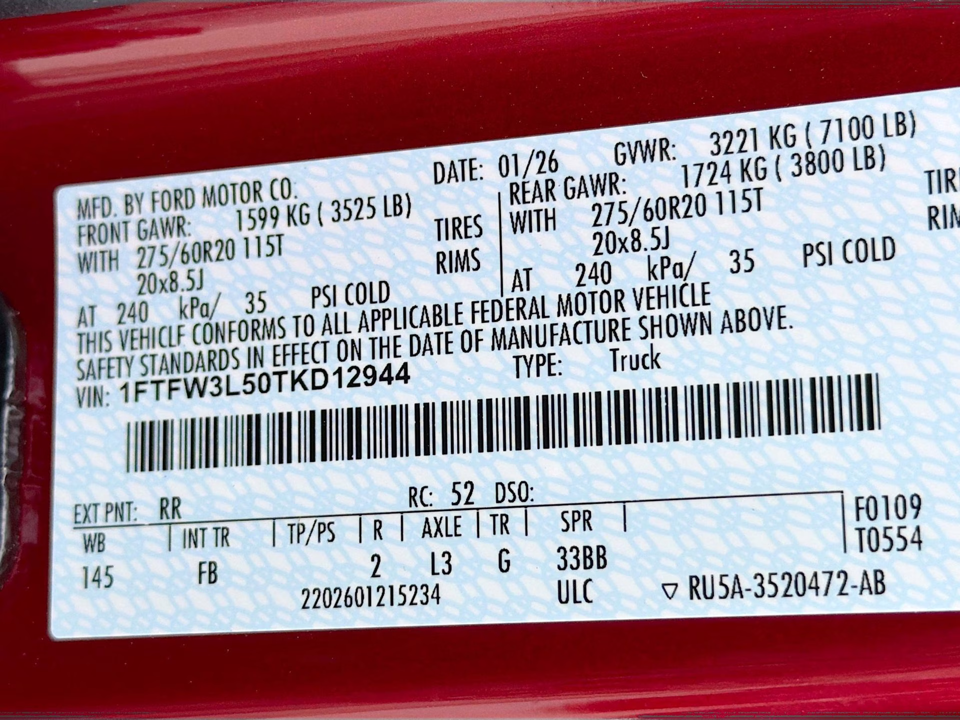 2026 Ruby Red Metallic Tinted Clearcoat Ford F-150 XLT 4X4 Truck