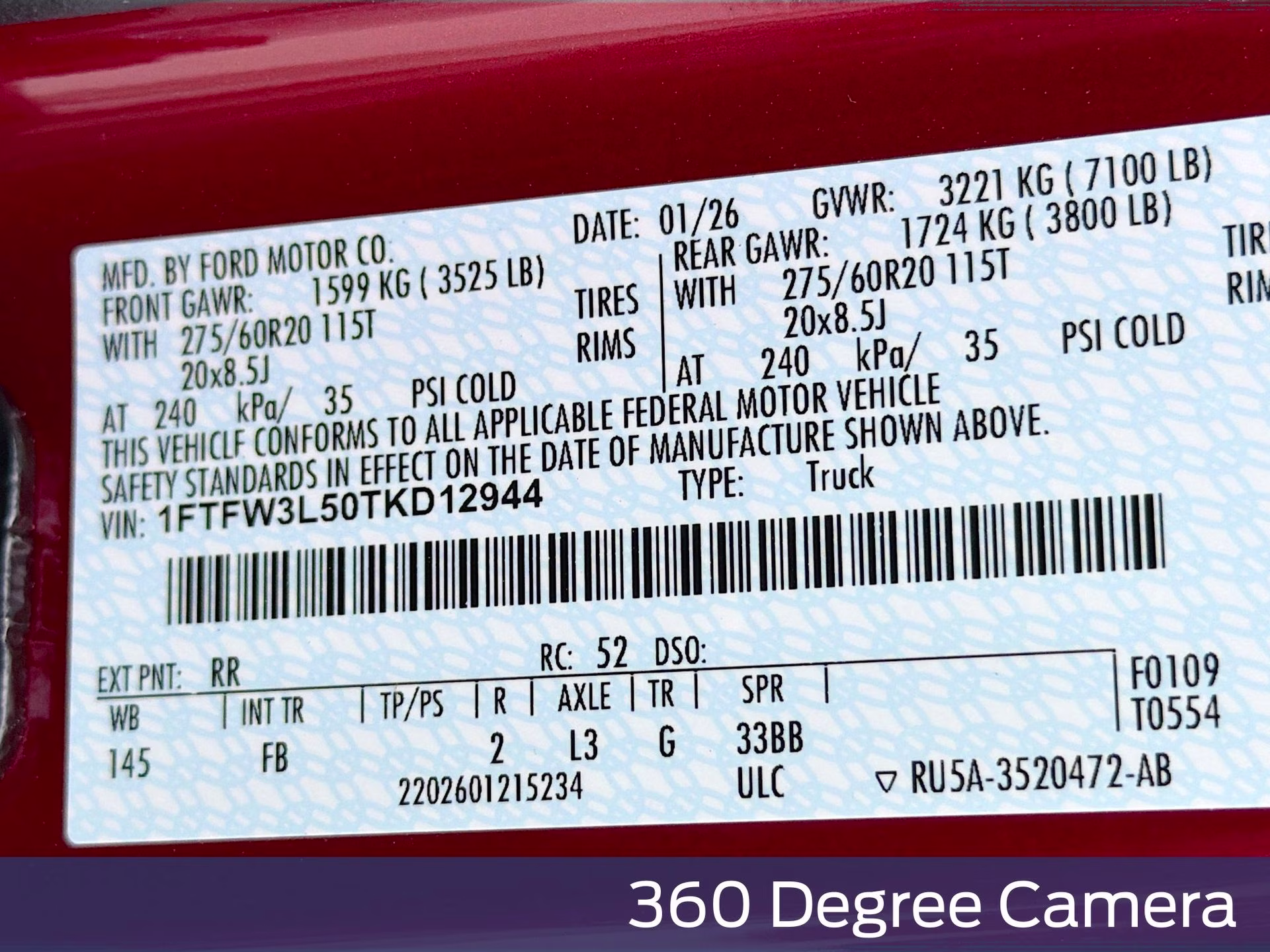 2026 Ruby Red Metallic Tinted Clearcoat Ford F-150 XLT 4X4 Truck