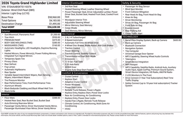 2026 Pearl Toyota Grand Highlander Limited AWD SUV