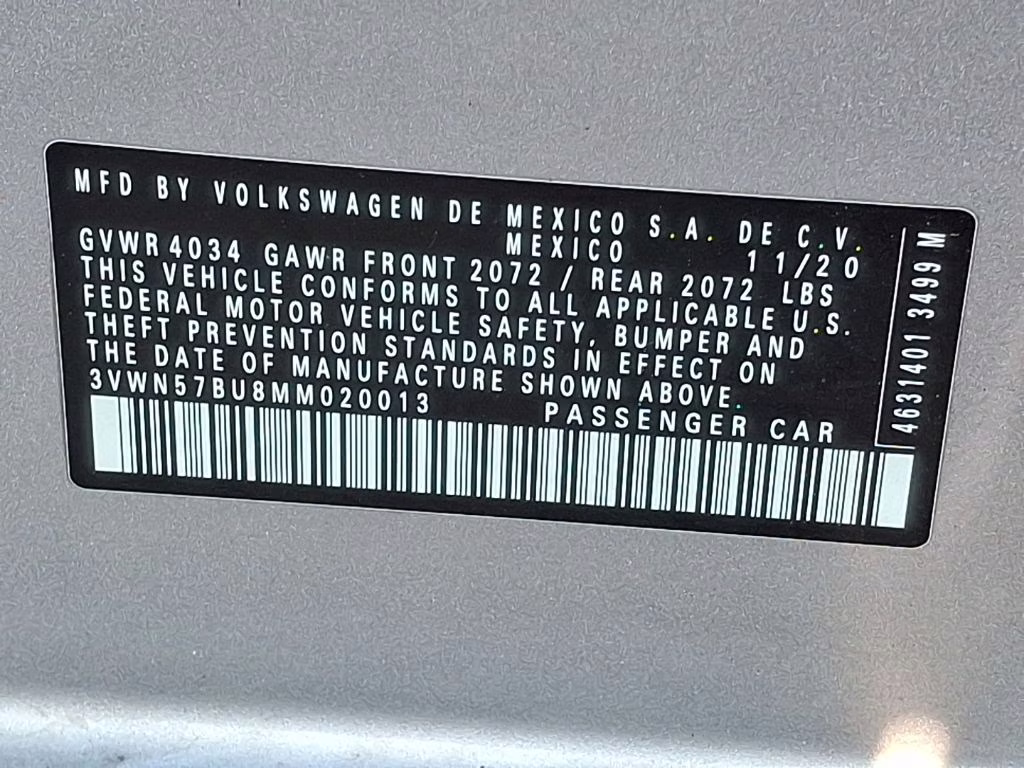 2021 Silver Metallic Volkswagen Jetta 1.4T S FWD Sedan