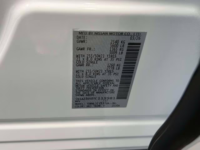 2026 Everest White Pearl Tricoat Nissan Murano AWD Platinum AWD SUV