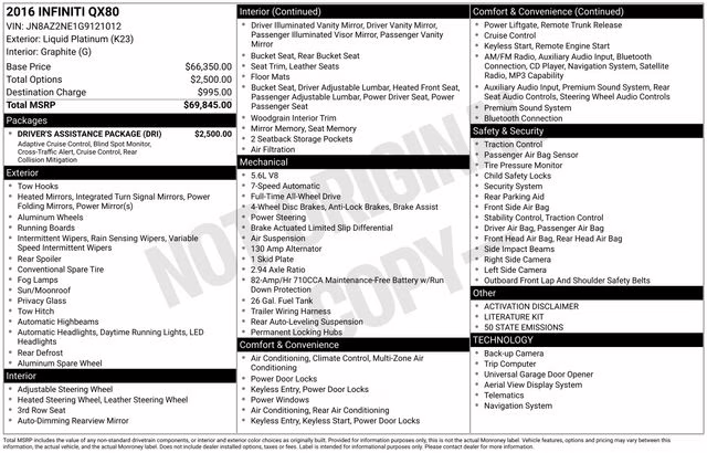 2016 Liquid Platinum INFINITI QX80 Base 4X4 SUV