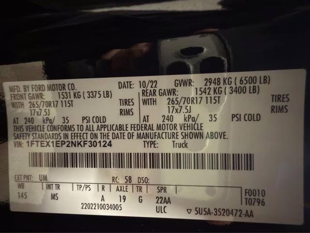 2022 Agate Black Metallic Ford F-150 XLT 4X4 Truck