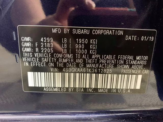 2019 Dark Blue Pearl Subaru Impreza 2.0i AWD Sedan