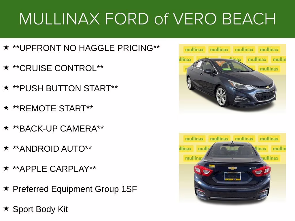 2016 Blue Ray Metallic Chevrolet Cruze Premier FWD Sedan