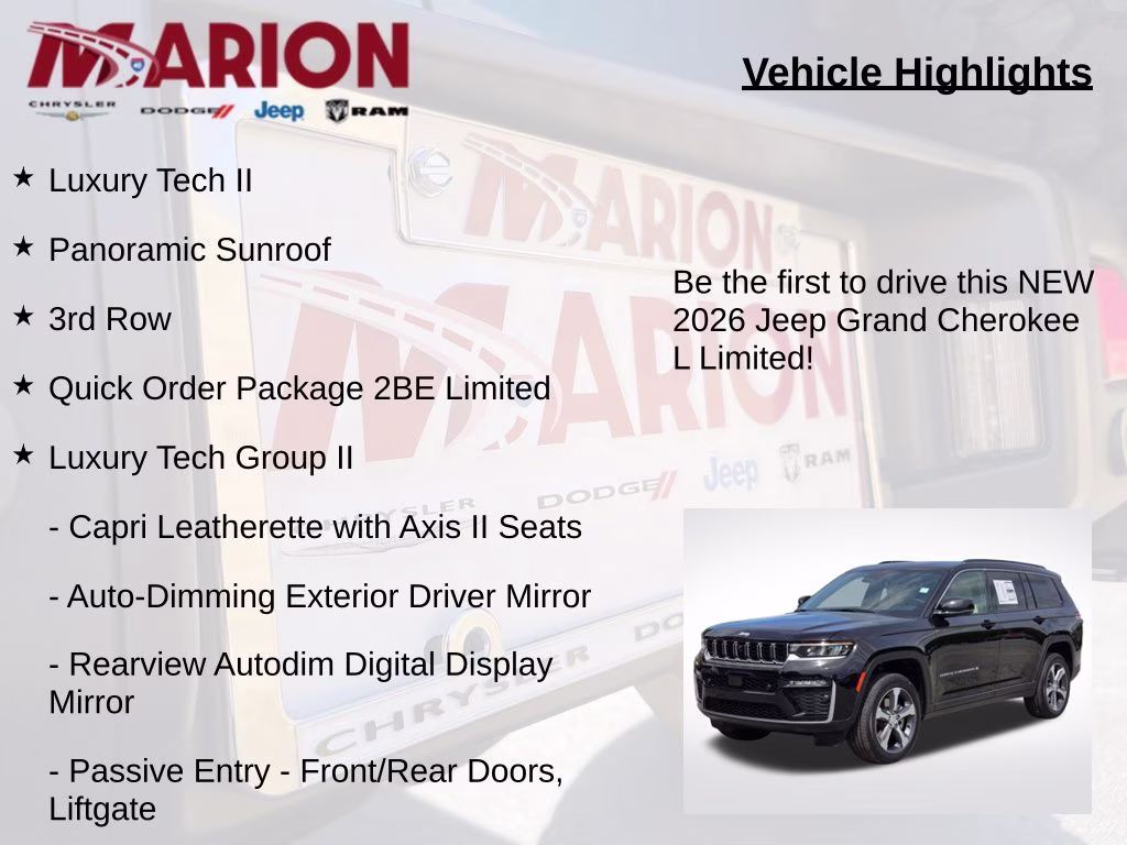 2026 Diamond Black Crystal Pearlcoat Jeep Grand Cherokee L Limited 4X4 SUV