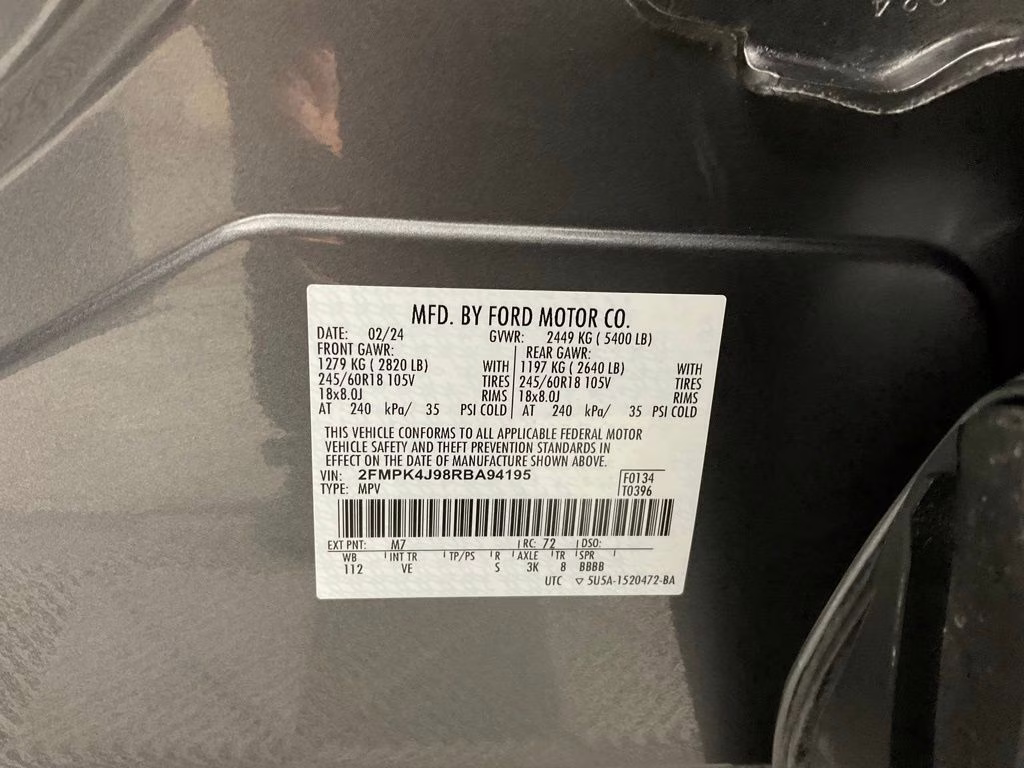 2024 Gray Metallic Ford Edge SEL AWD SUV
