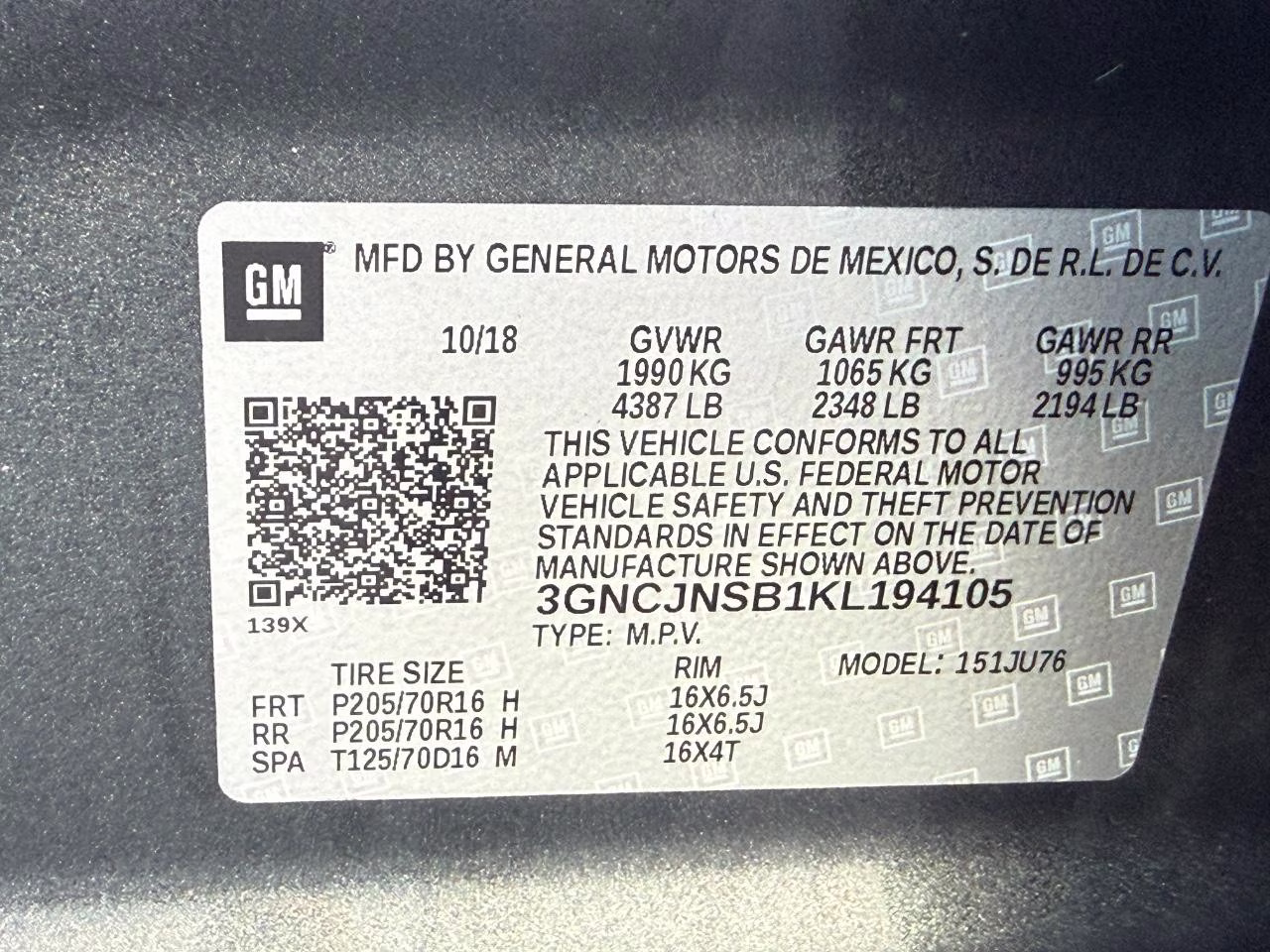 2019 Nightfall Gray Metallic Chevrolet Trax LS AWD SUV