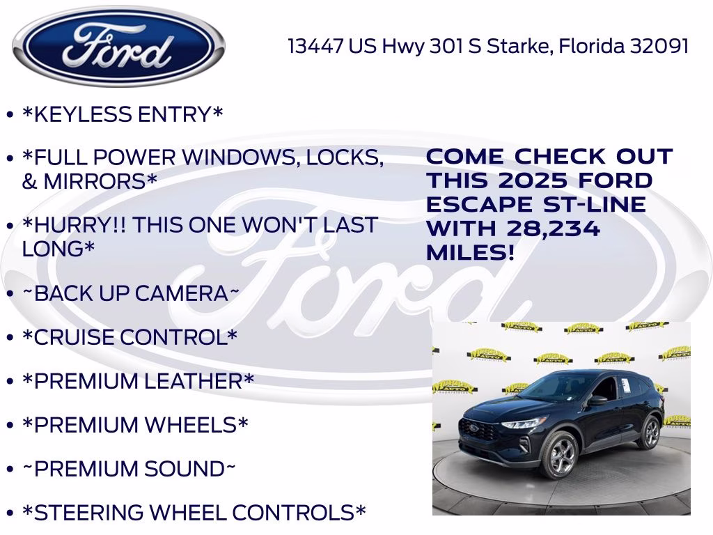 2025 Black Metallic Ford Escape ST-Line AWD SUV