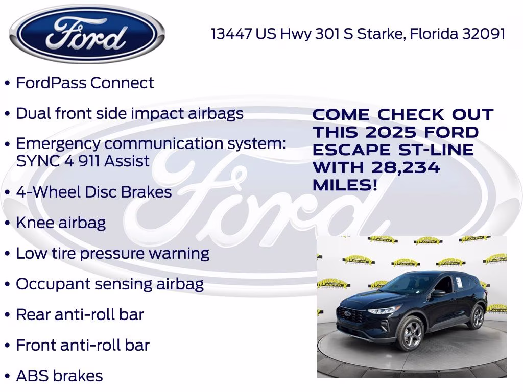 2025 Black Metallic Ford Escape ST-Line AWD SUV