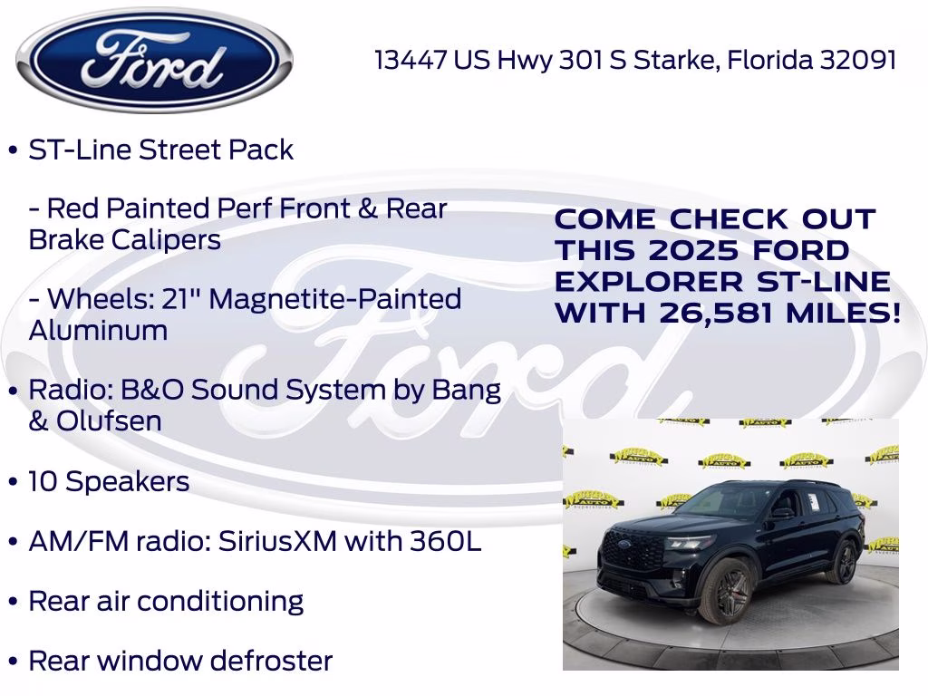 2025 Black Metallic Ford Explorer ST-Line 4X4 SUV