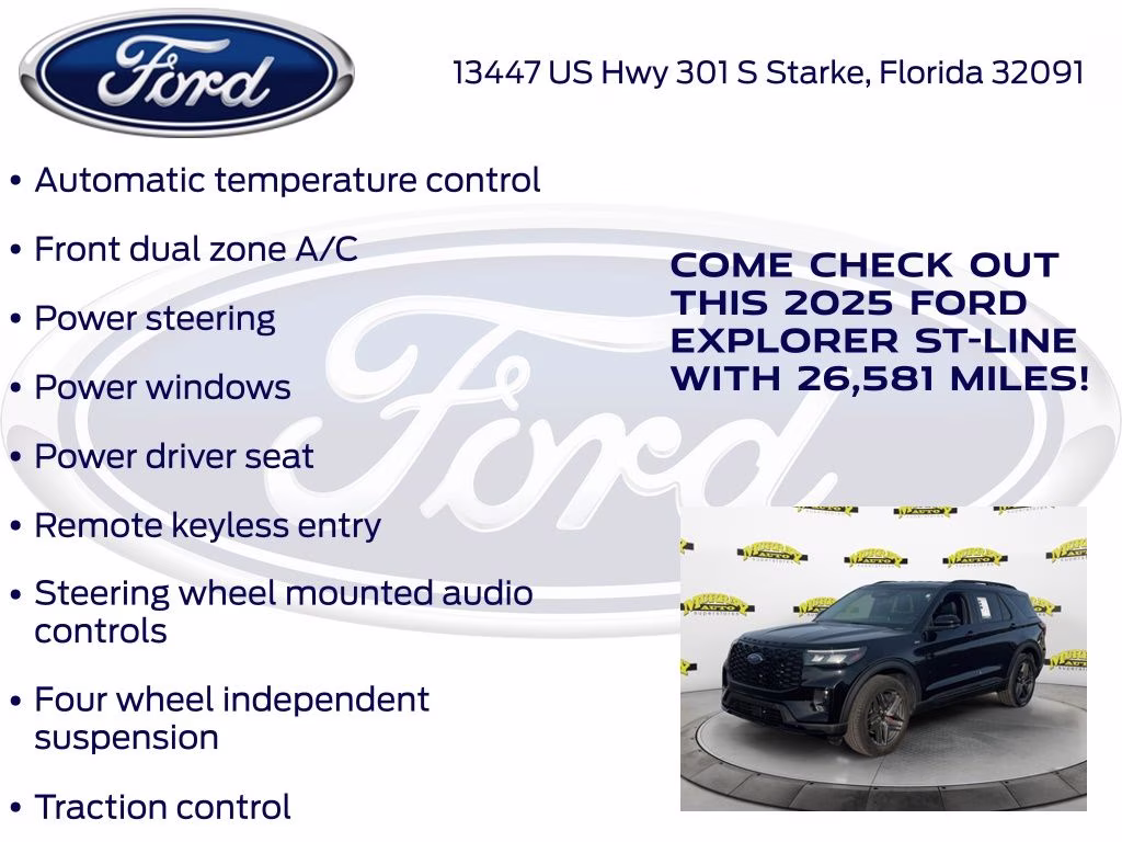 2025 Black Metallic Ford Explorer ST-Line 4X4 SUV