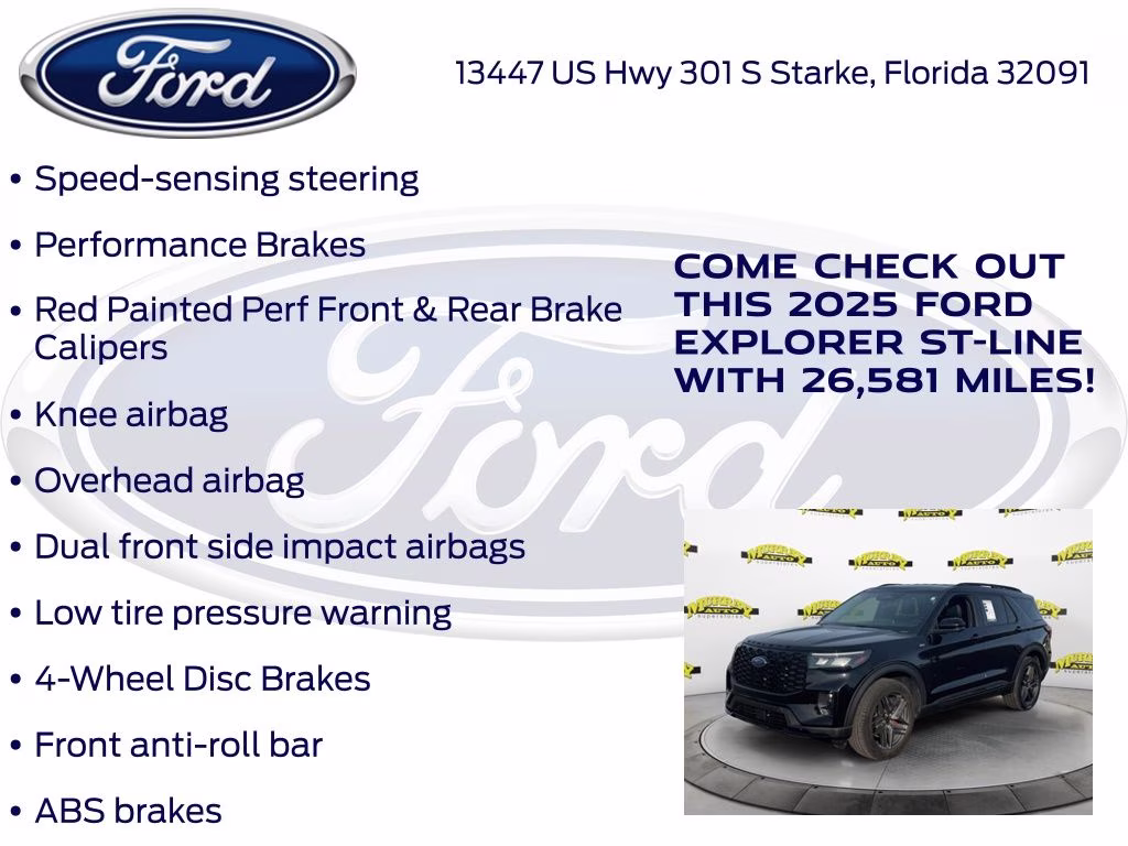 2025 Black Metallic Ford Explorer ST-Line 4X4 SUV