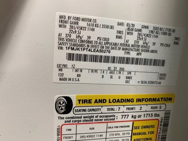 2020 White Metallic Ford Expedition Max King Ranch 4X4 SUV