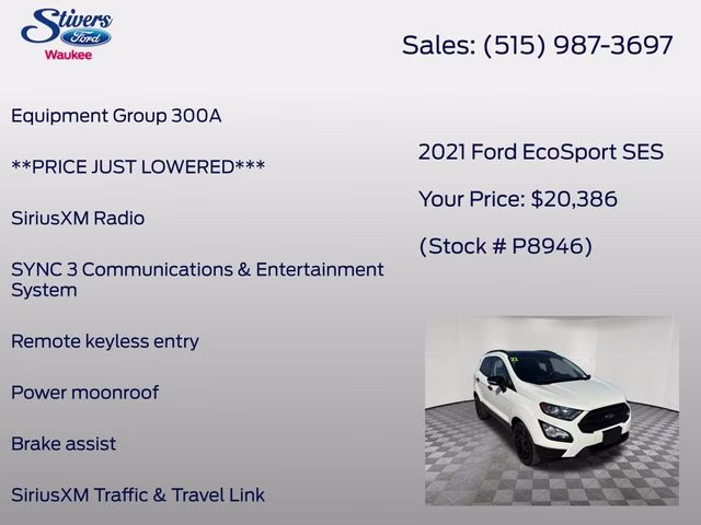 2021 Diamond White Ford EcoSport SES 4X4 SUV